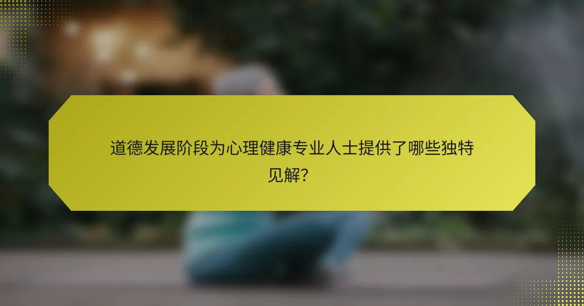 道德发展阶段为心理健康专业人士提供了哪些独特见解？
