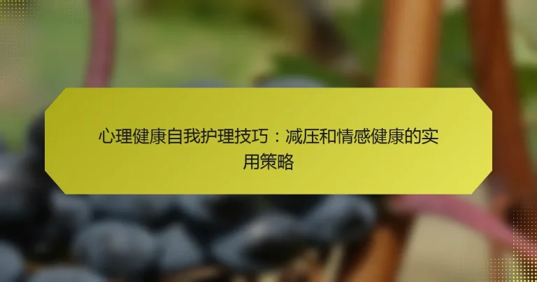 心理健康自我护理技巧：减压和情感健康的实用策略