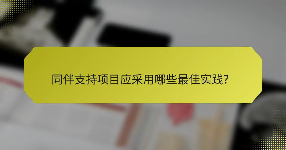 同伴支持项目应采用哪些最佳实践？