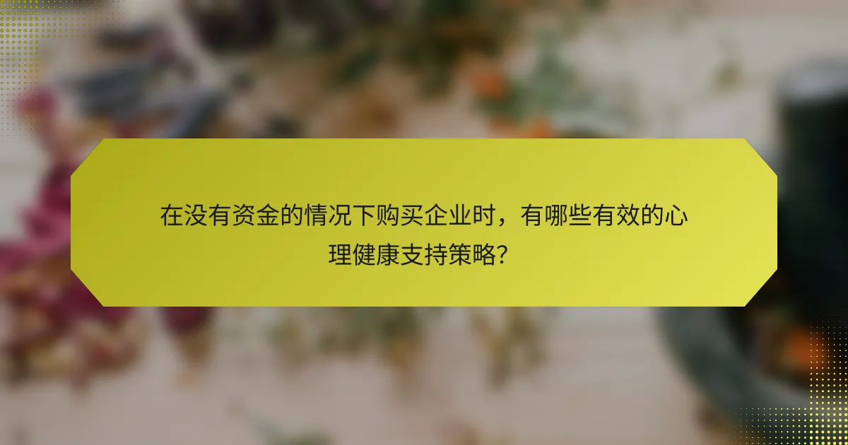 在没有资金的情况下购买企业时,有哪些有效的心理健康支持策略?